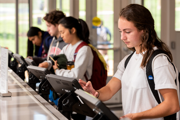 Students at a kiosk