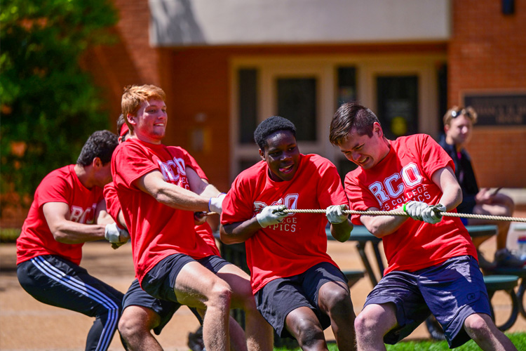 Students playing tug-of-war