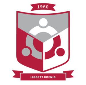 a crest divided into three quadrants with a circle in the middle connecting them, the quadrants are maroon, silver, and white